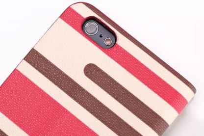 Plånboksfodral Apple Iphone 6 / 6S Plus - Linjer Rosa & Brun