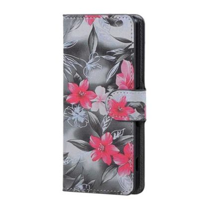 Plånboksfodral Huawei P20 – Svartvit med Blommor
