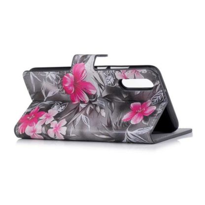 Plånboksfodral Huawei P20 – Svartvit med Blommor