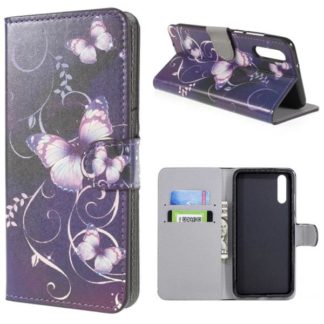 Plånboksfodral Huawei P20 – Lila med Fjärilar