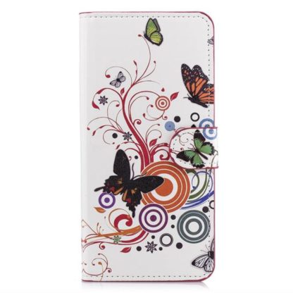 Plånboksfodral Samsung Galaxy A6 Plus - Vit med Fjärilar