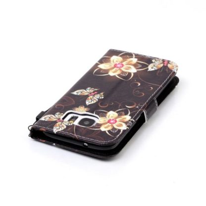 Plånboksfodral Samsung Galaxy S7 Edge – Blommor i Guld