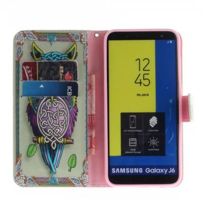 Plånboksfodral Samsung Galaxy J6 (2018) – Färgglad Uggla