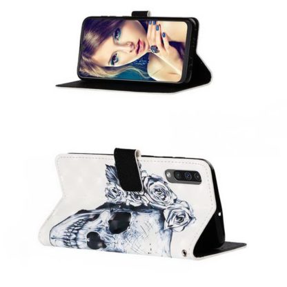 Plånboksfodral Samsung Galaxy A50 – Döskalle / Rosor