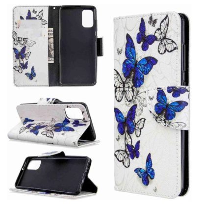 Plånboksfodral Samsung Galaxy A41 – Blåa och Vita Fjärilar
