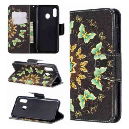 Plånboksfodral Samsung Galaxy A40 – Fjärilar I Cirkel