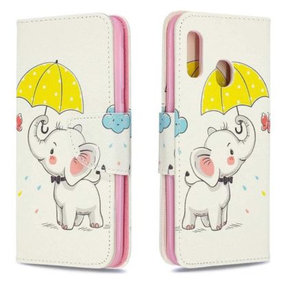 Plånboksfodral Samsung Galaxy A40 – Elefant med Paraply