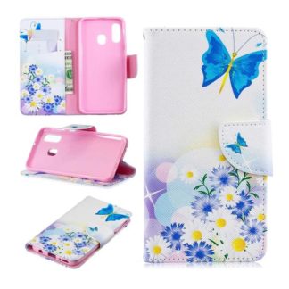 Plånboksfodral Samsung Galaxy A20e – Fjärilar och Blommor