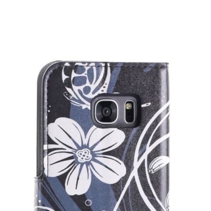 Plånboksfodral Samsung Galaxy S7 – Svart med Blommor