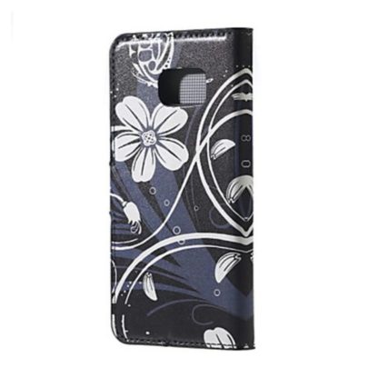 Plånboksfodral Samsung Galaxy S7 – Svart med Blommor