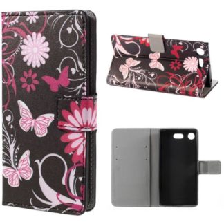Plånboksfodral Sony Xperia XZ1 Compact - Svart med Fjärilar