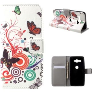 Plånboksfodral Sony Xperia XZ2 Compact - Vit med Fjärilar