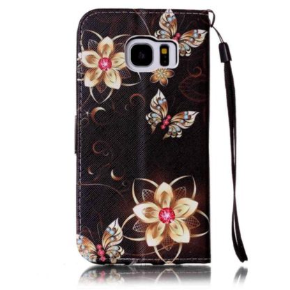 Plånboksfodral Samsung Galaxy S7 – Blommor i Guld