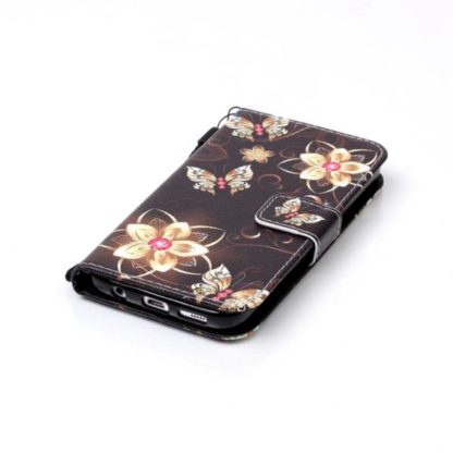 Plånboksfodral Samsung Galaxy S7 – Blommor i Guld