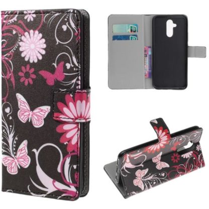 Plånboksfodral Huawei Mate 20 Lite - Svart med Fjärilar