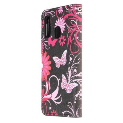 Plånboksfodral Samsung Galaxy A40 - Svart med Fjärilar