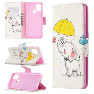 Plånboksfodral Samsung Galaxy A21s – Elefant med Paraply