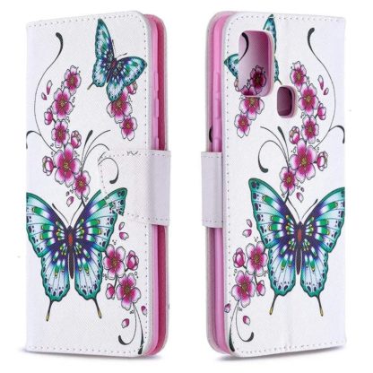 Plånboksfodral Samsung Galaxy A21s – Fjärilar och Blommor