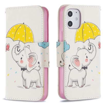 Plånboksfodral Apple iPhone 12 – Elefant med Paraply