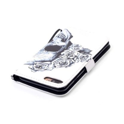 Plånboksfodral Apple iPhone 8 Plus – Döskalle / Rosor