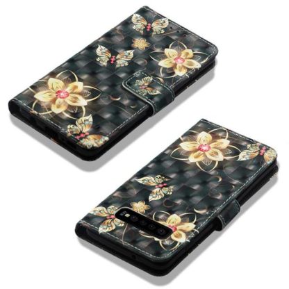 Plånboksfodral Samsung Galaxy S10 Plus – Blommor i Guld