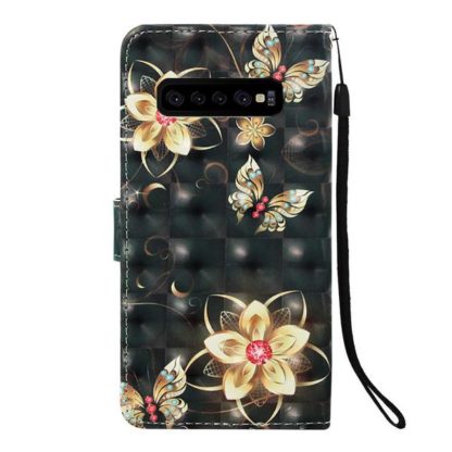 Plånboksfodral Samsung Galaxy S10 Plus – Blommor i Guld
