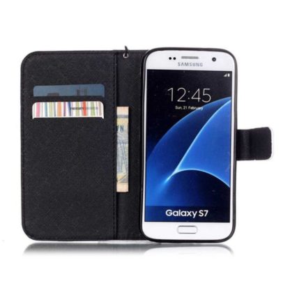 Plånboksfodral Samsung Galaxy S7 – Döskalle / Rosor