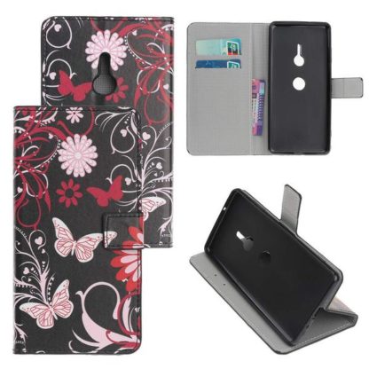 Plånboksfodral Sony Xperia XZ3 - Svart med Fjärilar