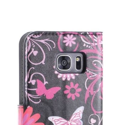 Plånboksfodral Samsung Galaxy S7 Edge - Svart med Fjärilar