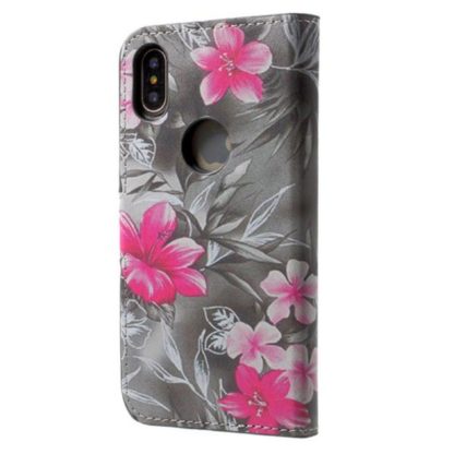 Plånboksfodral iPhone X / iPhone Xs - Svartvit med Blommor