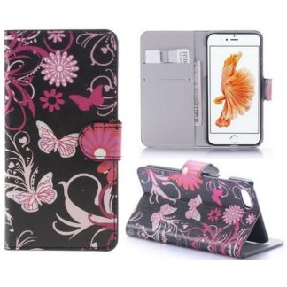 Plånboksfodral iPhone SE (2020) - Svart med Fjärilar