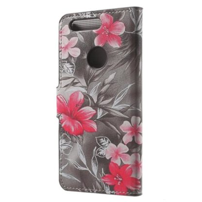 Plånboksfodral Huawei Honor 8 – Svartvit med Blommor