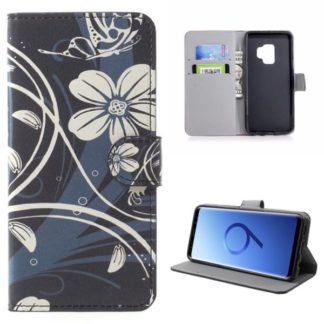 Plånboksfodral Samsung Galaxy S9 – Svart med Blommor