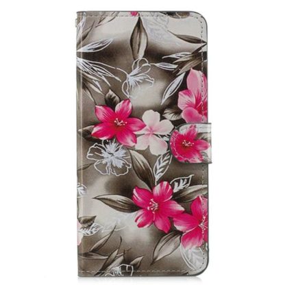 Plånboksfodral Samsung Galaxy J6 Plus- Svartvit med Blommor