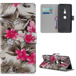 Plånboksfodral Sony Xperia XZ3 - Svartvit med Blommor