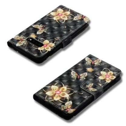 Plånboksfodral Samsung Galaxy S10e – Blommor i Guld
