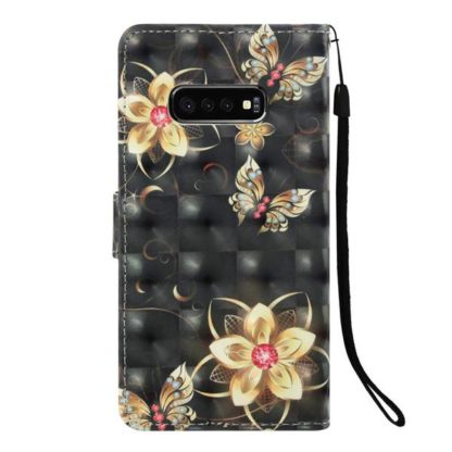 Plånboksfodral Samsung Galaxy S10e – Blommor i Guld
