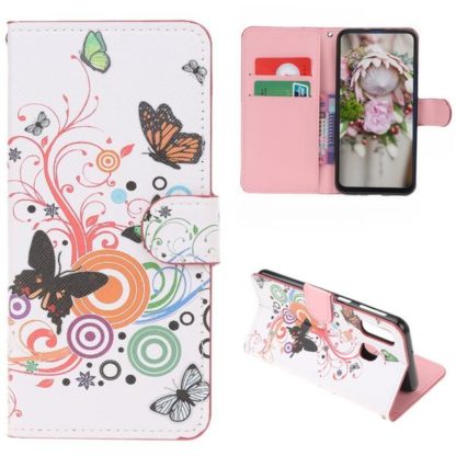 Plånboksfodral Samsung Galaxy A40 - Vit med Fjärilar