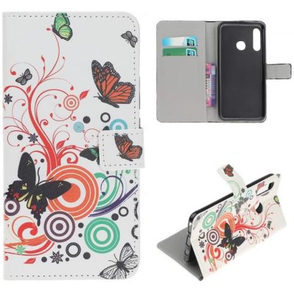 Plånboksfodral Huawei P30 Lite - Vit med Fjärilar