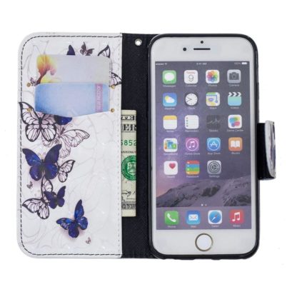 Plånboksfodral iPhone SE (2020) – Blåa och Vita Fjärilar