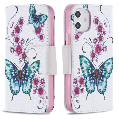 Plånboksfodral Apple iPhone 12 – Fjärilar och Blommor