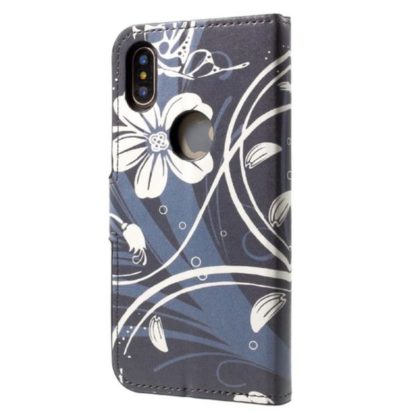 Plånboksfodral iPhone X / iPhone Xs - Svart med Blommor