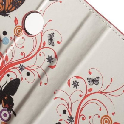 Plånboksfodral Huawei Honor 8 - Vit med Fjärilar