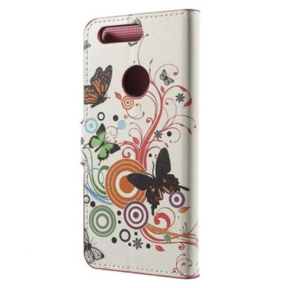 Plånboksfodral Huawei Honor 8 - Vit med Fjärilar