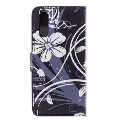 Plånboksfodral Samsung Galaxy A70 - Svart med Blommor