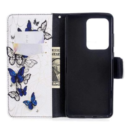 Plånboksfodral Samsung Galaxy S20 Ultra – Blåa och Vita Fjärilar