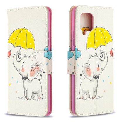 Plånboksfodral Samsung Galaxy A12 - Elefant med Paraply