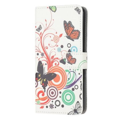 Plånboksfodral Samsung Galaxy A12 - Vit med Fjärilar