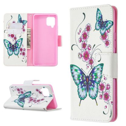 Plånboksfodral Samsung Galaxy A12 - Fjärilar och Blommor