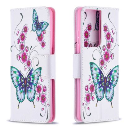 Plånboksfodral Samsung Galaxy S21 Ultra – Fjärilar och Blommor